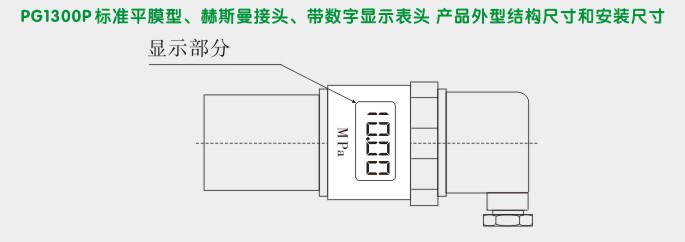 压力变送器,PG1300P数显压力传感器外型尺寸及安装图