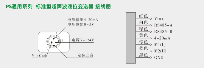 超声波液位变送器,PS5300超声波液位计接线图