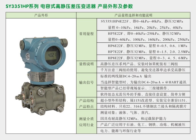 差压变送器,3351HP高静压差压变送器技术参数
