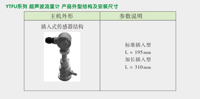 插入式超声波流量计,YTFU超声波流量计外型尺寸及安装图