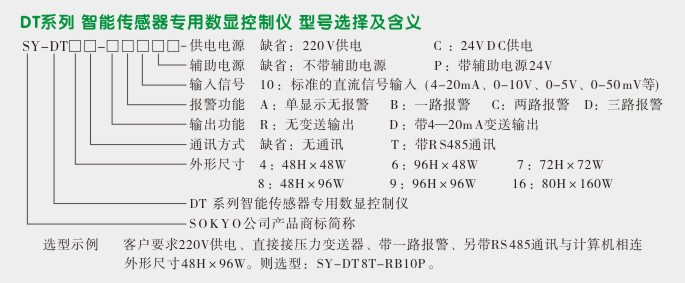 传感器专用表,DT8传感器专用数显表选型图